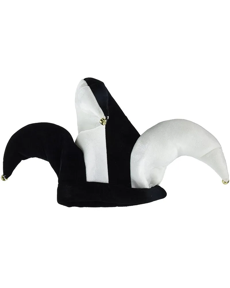 Plush Black and White Jester Hat