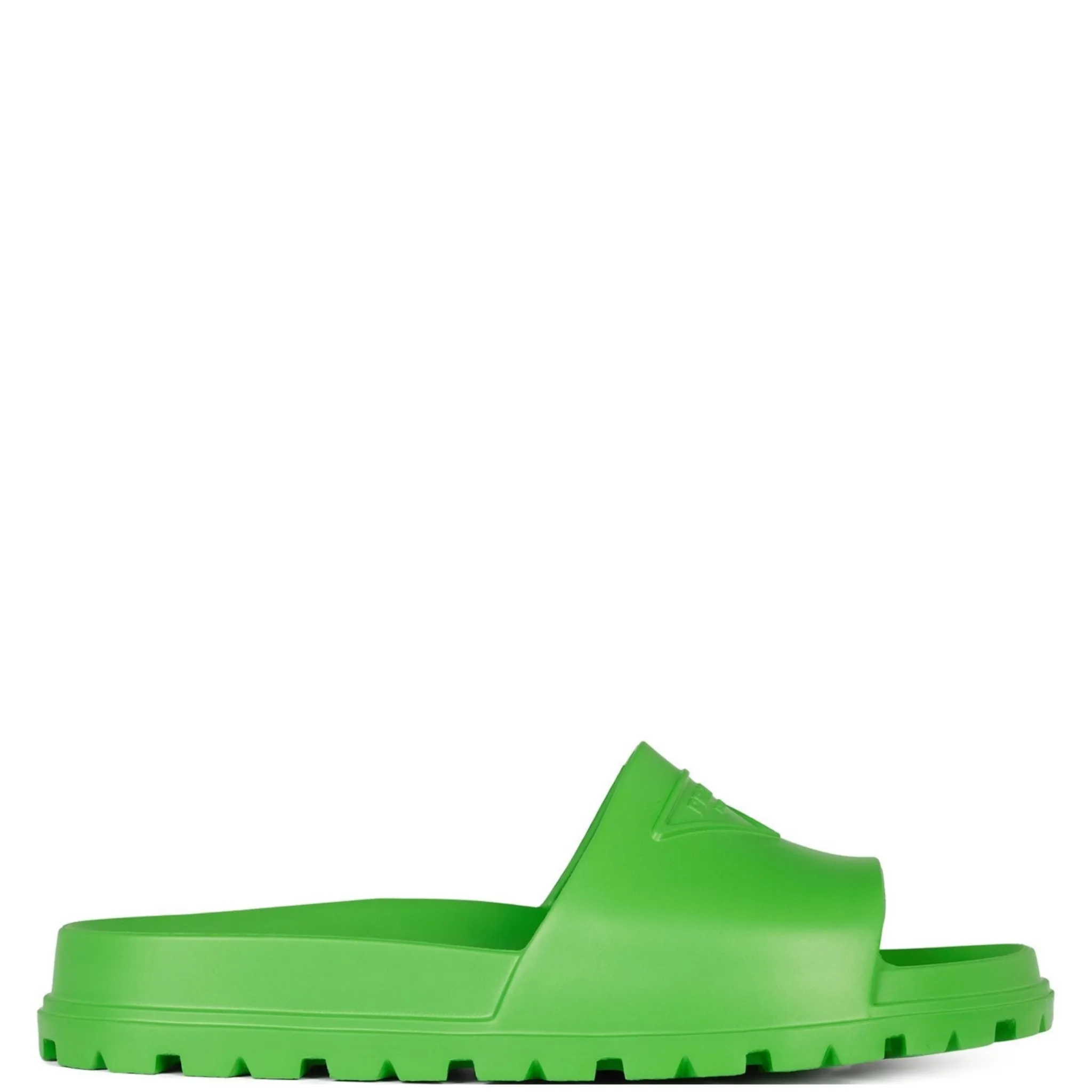 Prada Green Rubber Logo Sliders