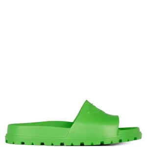 Prada Green Rubber Logo Sliders