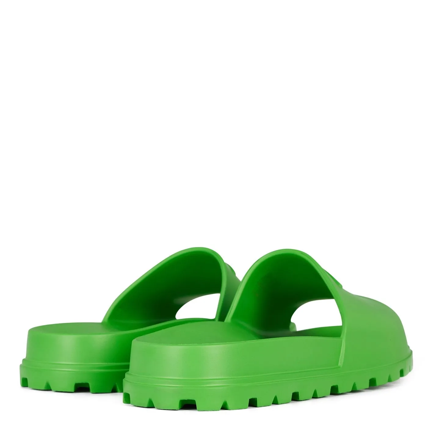 Prada Green Rubber Logo Sliders