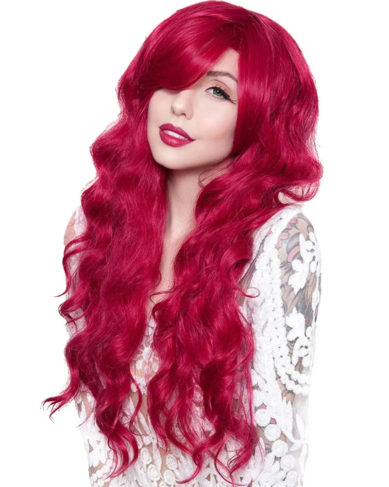 Premium Long Wavy Cranberry Wig
