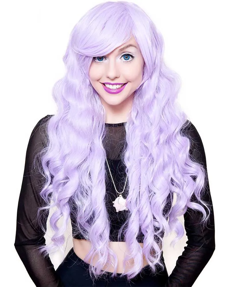 Premium Long Wavy Lavender Wig
