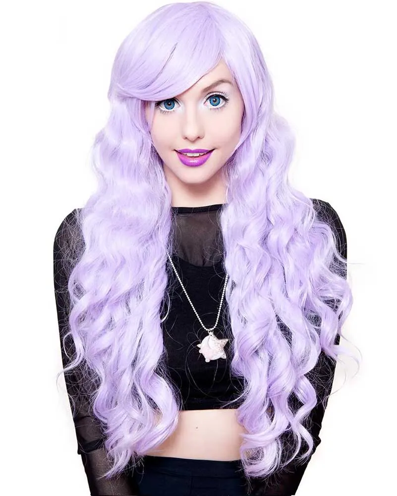 Premium Long Wavy Lavender Wig