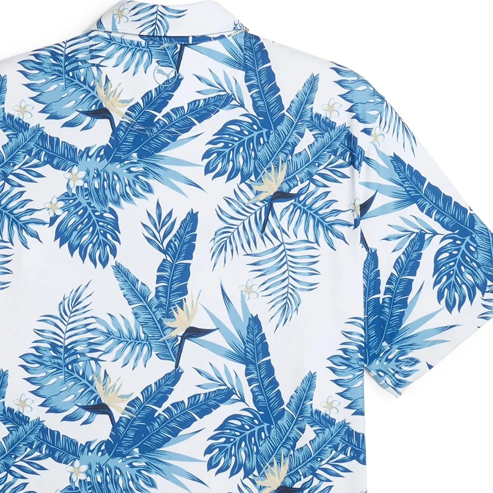 Puma Cloudspun Aloha Polo Shirt - White Glow/Festive Blue