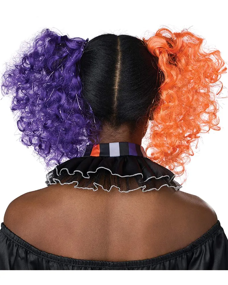 Purple and Orange Curly Clips Wig