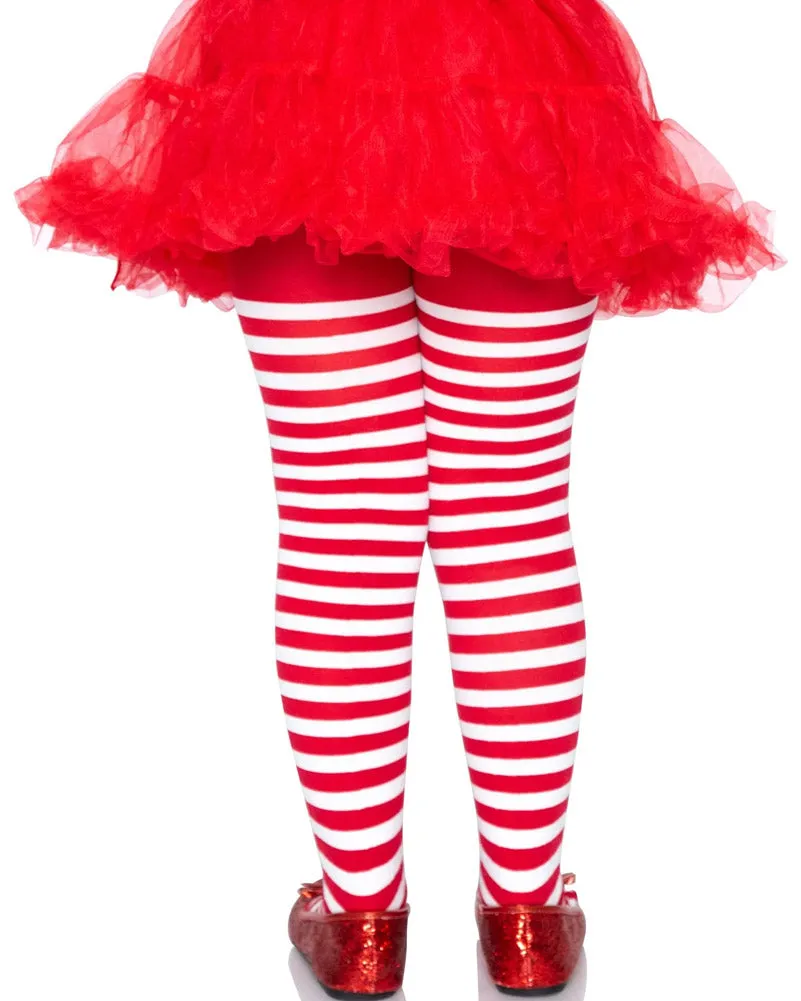 Red and White Striped Girls Tights