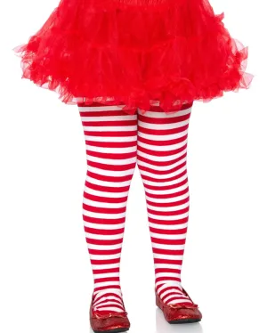 Red and White Striped Girls Tights