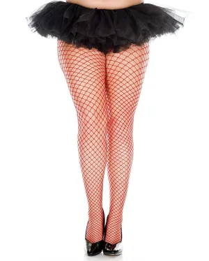 Red Mini Diamond Net Plus Size Stockings