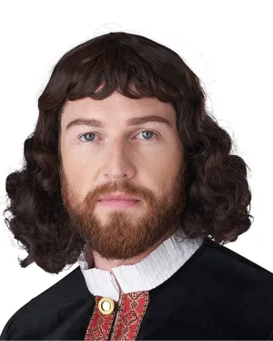 Renaissance Lord Curly Brown Wig