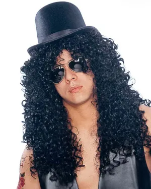 Rocker Premium Long Curly Black Wig