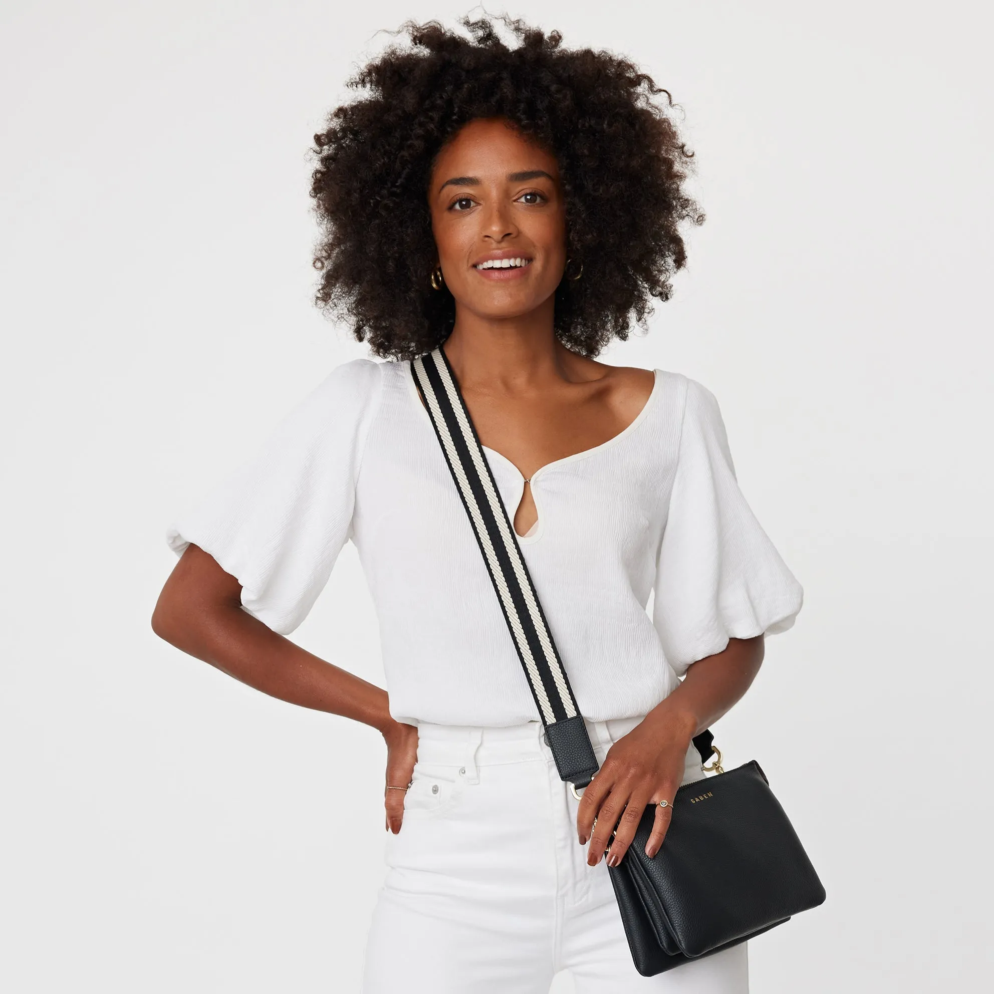 Saben Feature Strap Webbing Black White