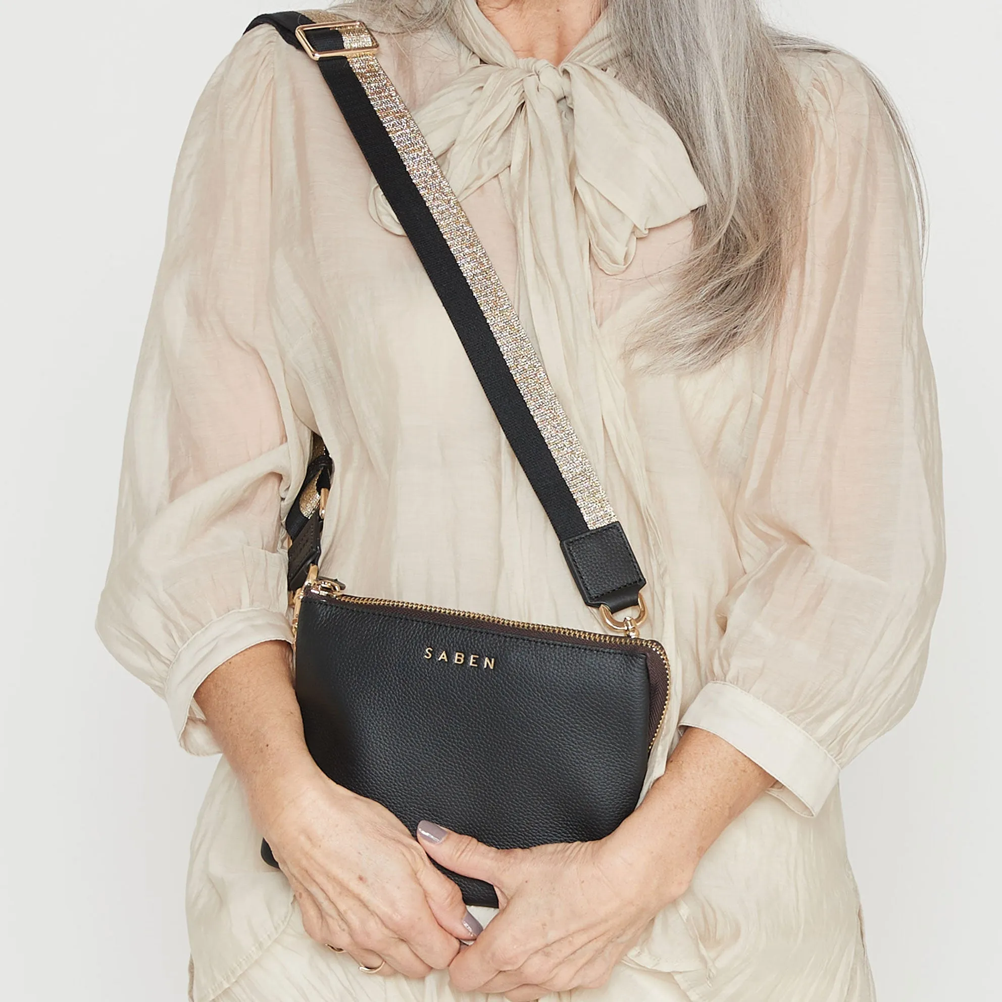 Saben Feature Strap Webbing Gold Black Stripe