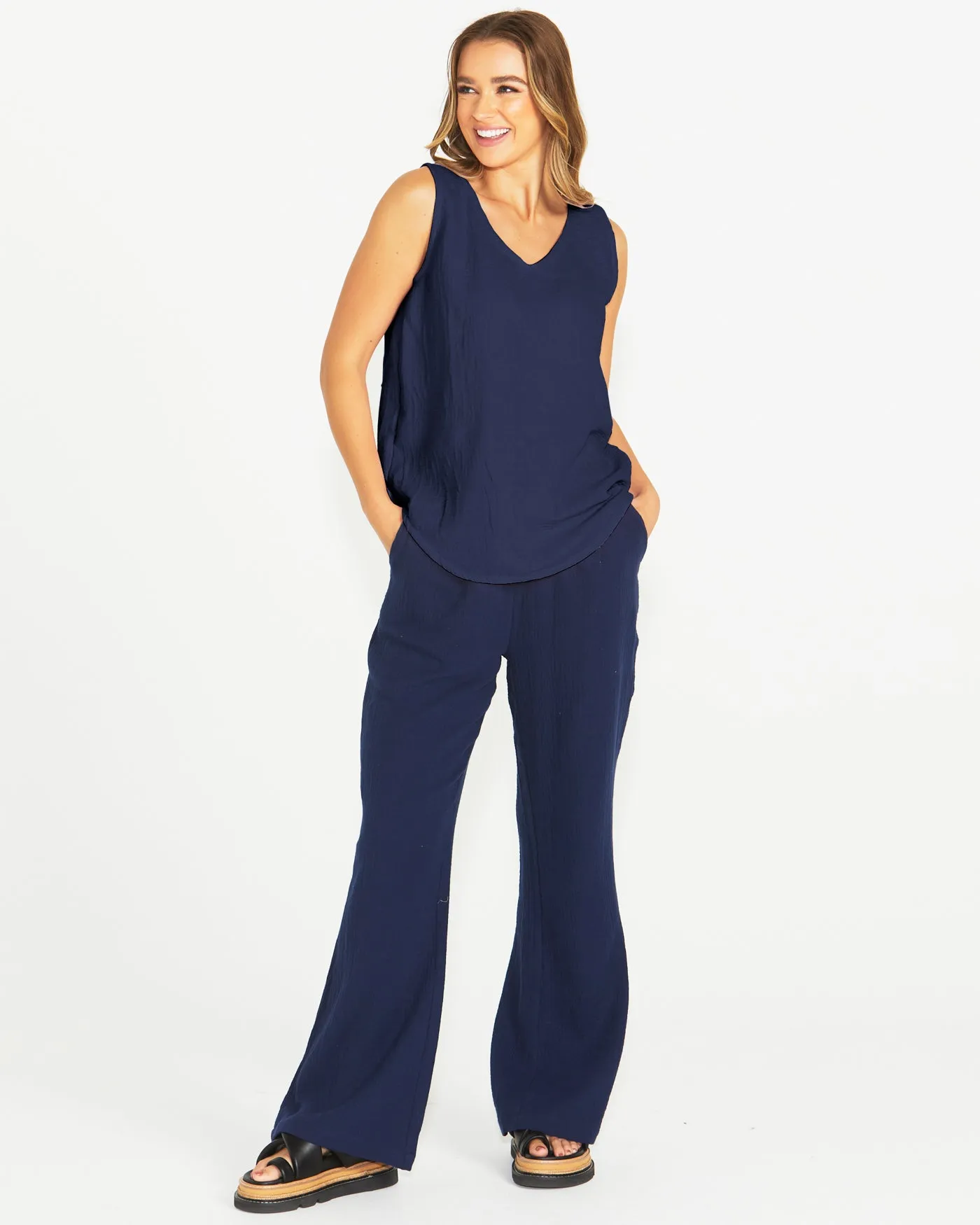 Sass Henny Tank Navy