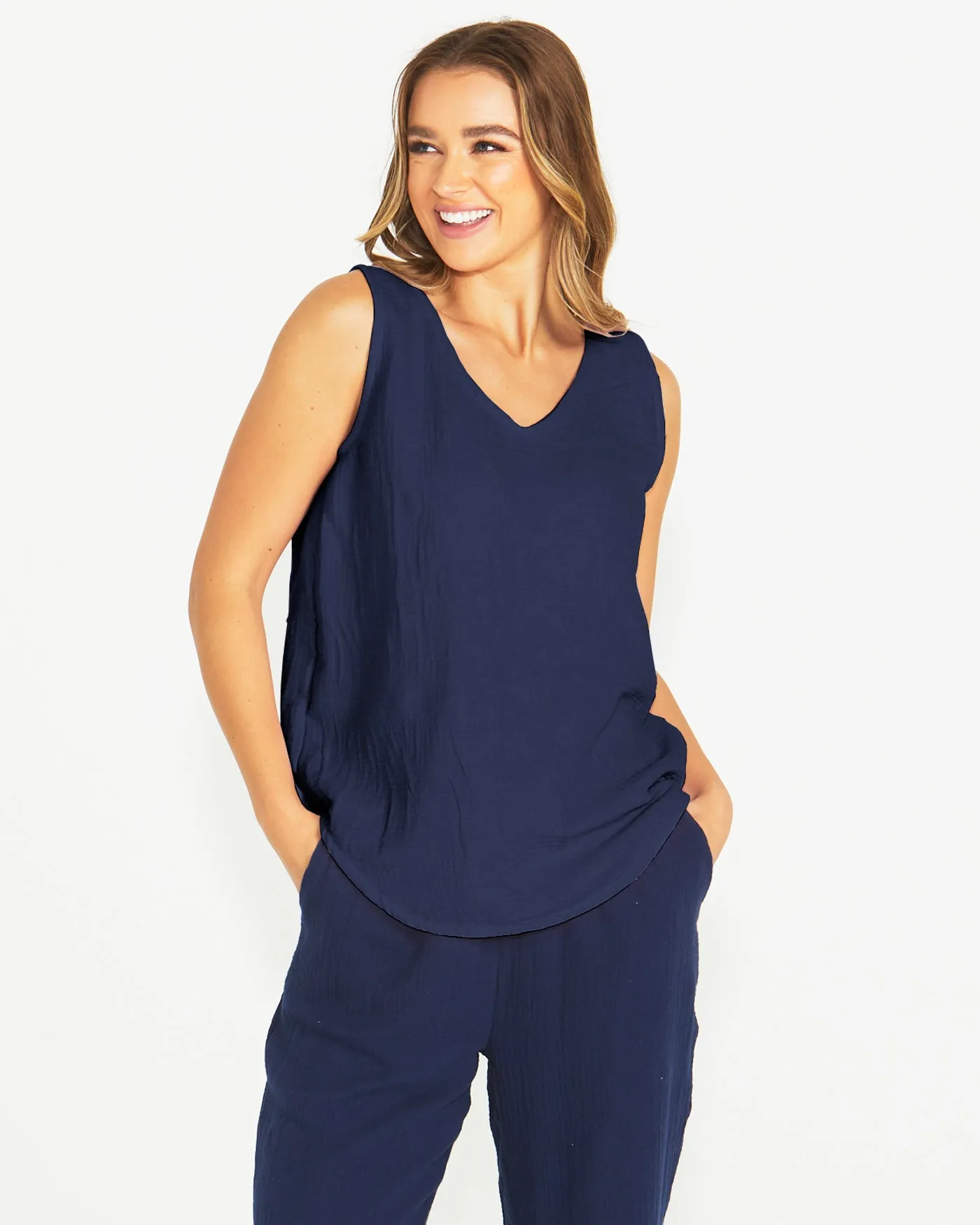 Sass Henny Tank Navy