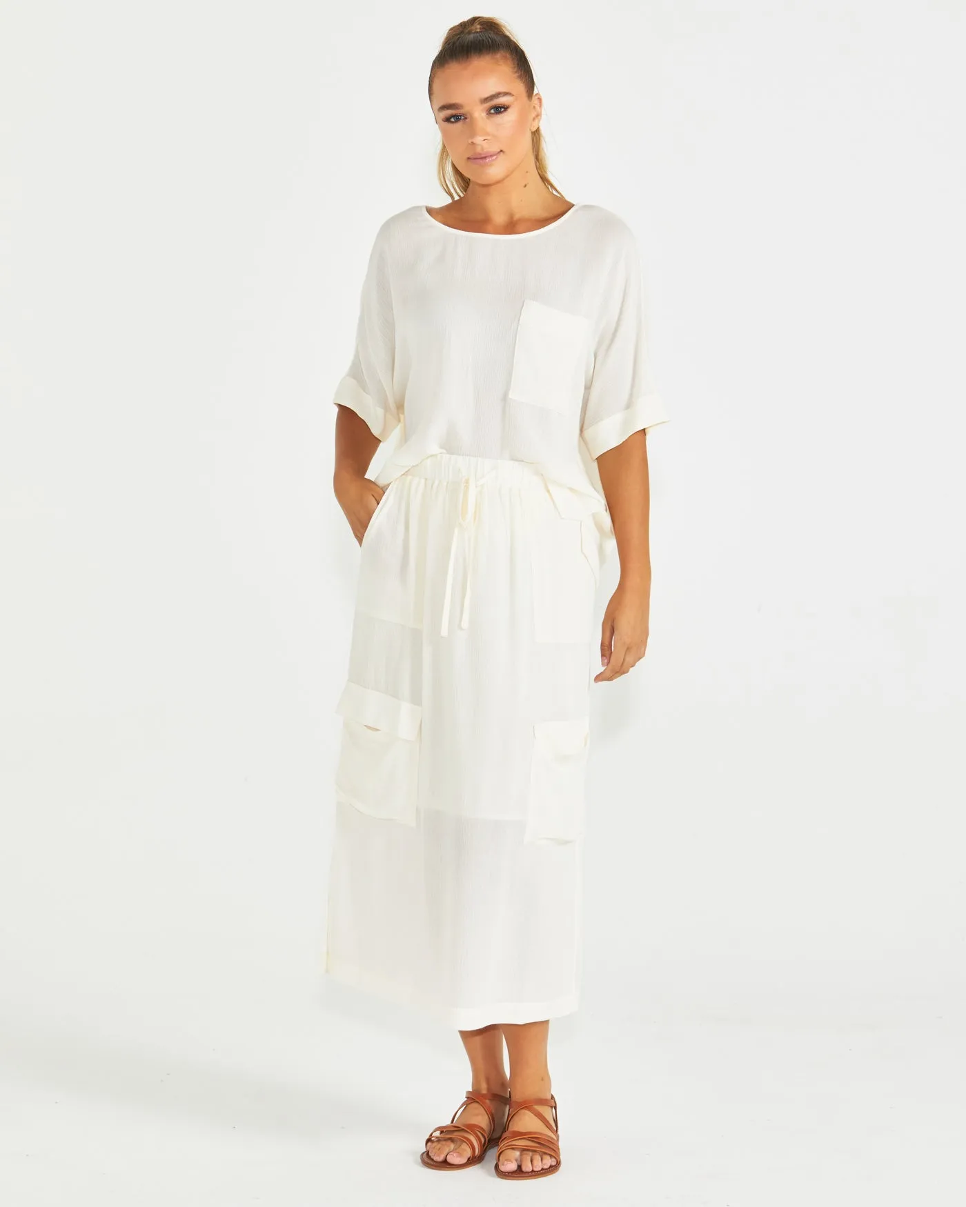 Sass Raya Cargo Skirt Cream