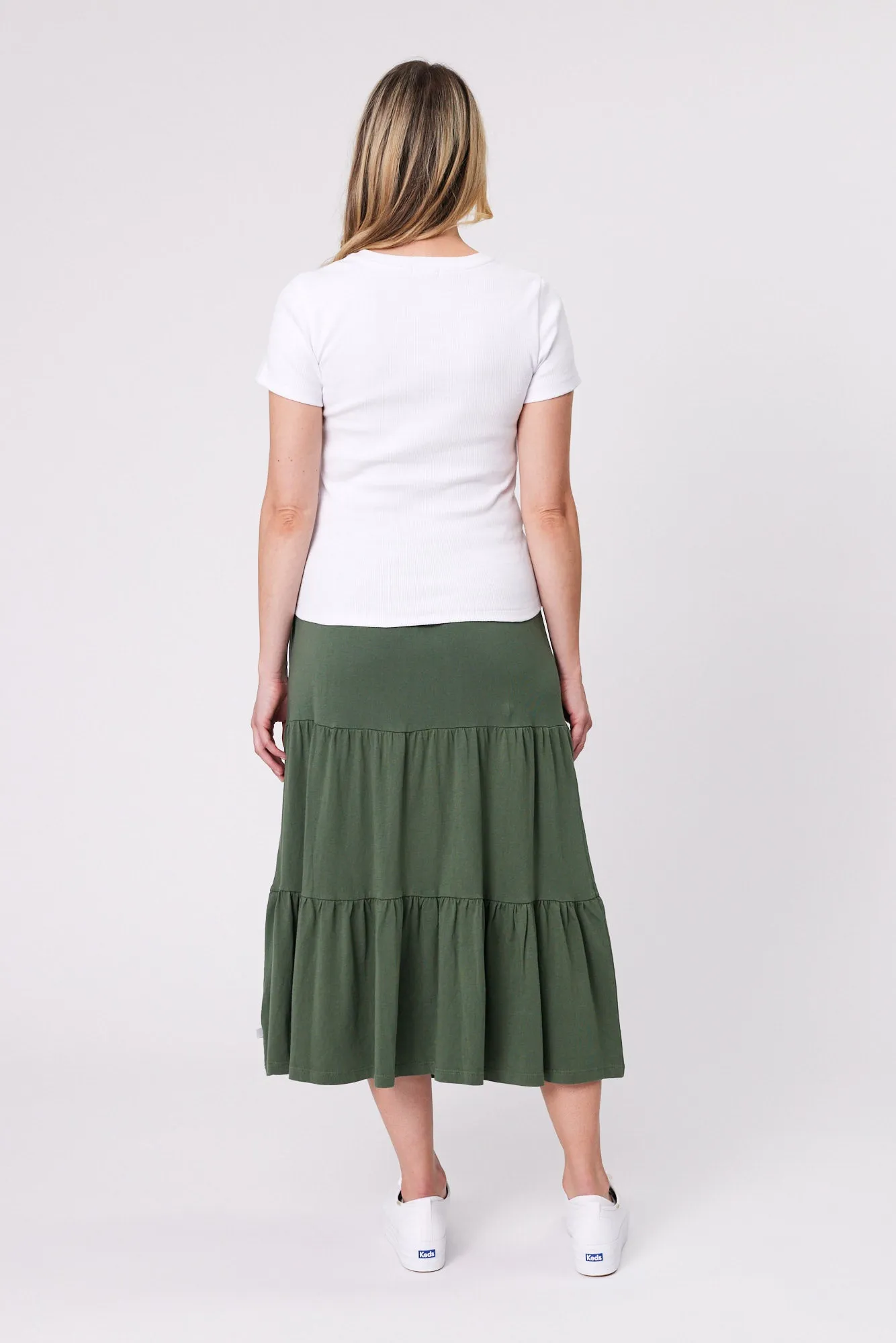 Shine On Essentials Midi Skirt Khaki