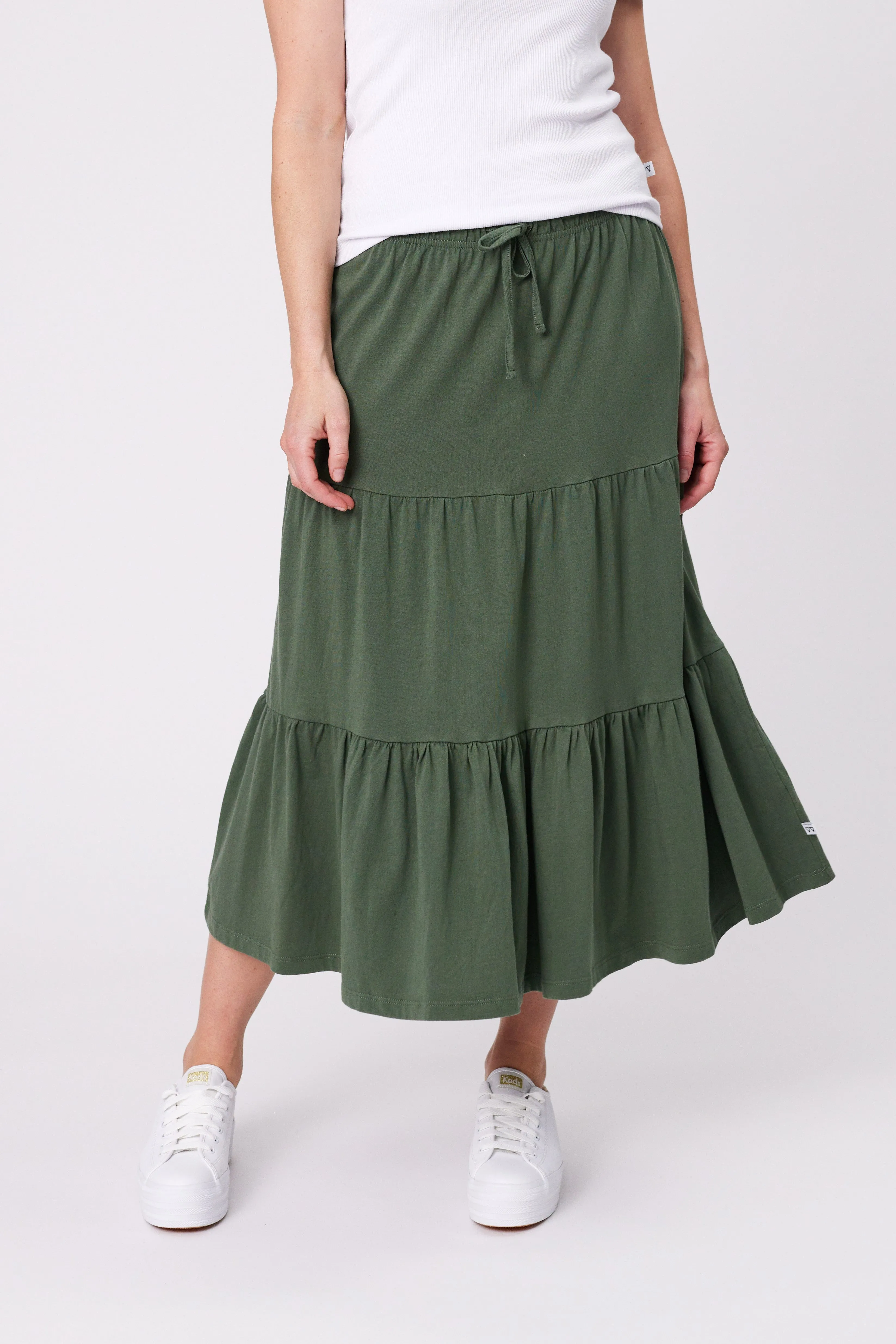 Shine On Essentials Midi Skirt Khaki