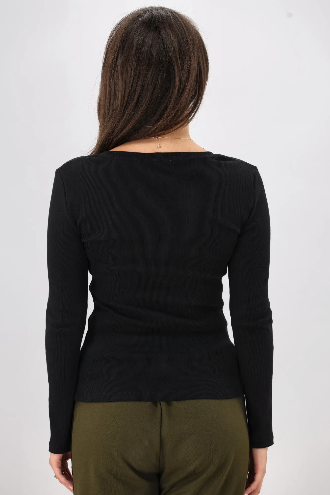 Shine On Essentials Rib Long Sleeve Black