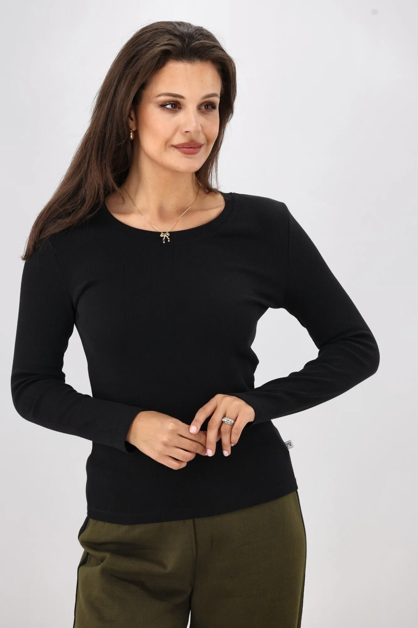 Shine On Essentials Rib Long Sleeve Black
