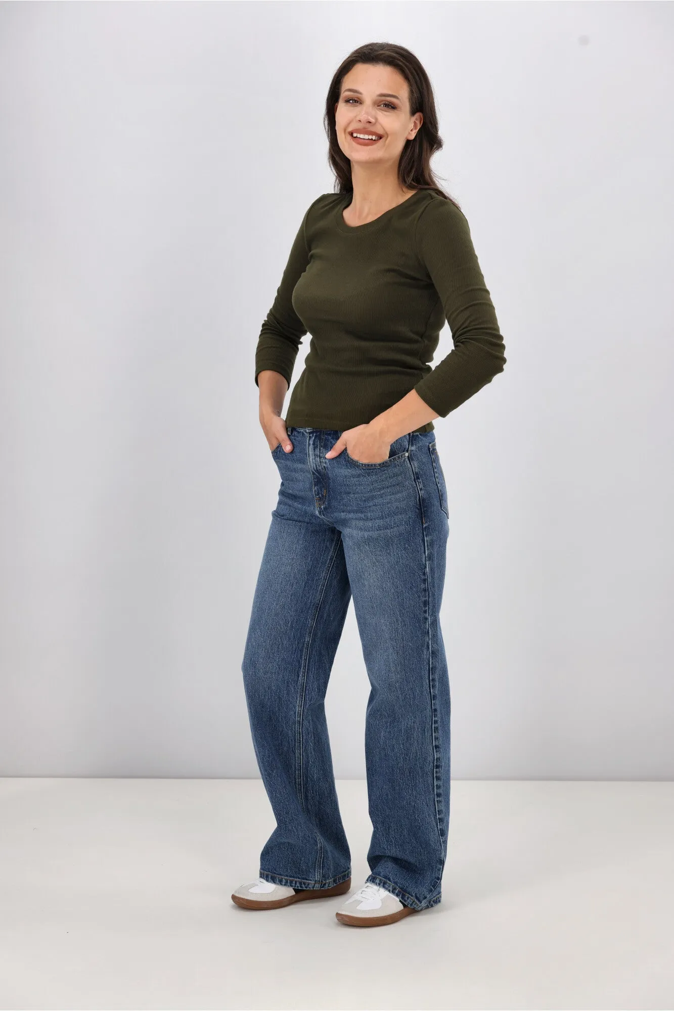 Shine On Essentials Rib Long Sleeve Olive