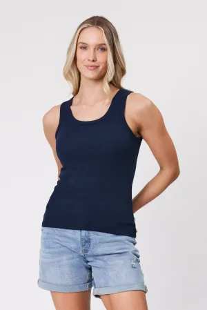 Shine On Essentials Rib Tank Navy