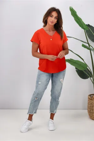 Shine On Essentials V Tee Bright Red