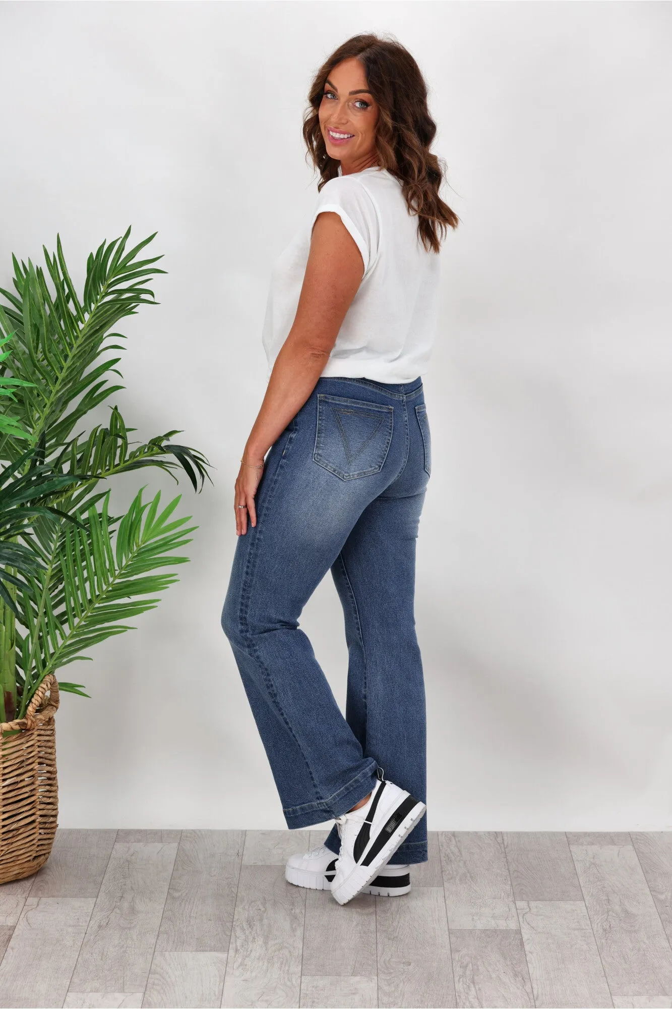 Shine On Label Braxton Flare Jean Indigo