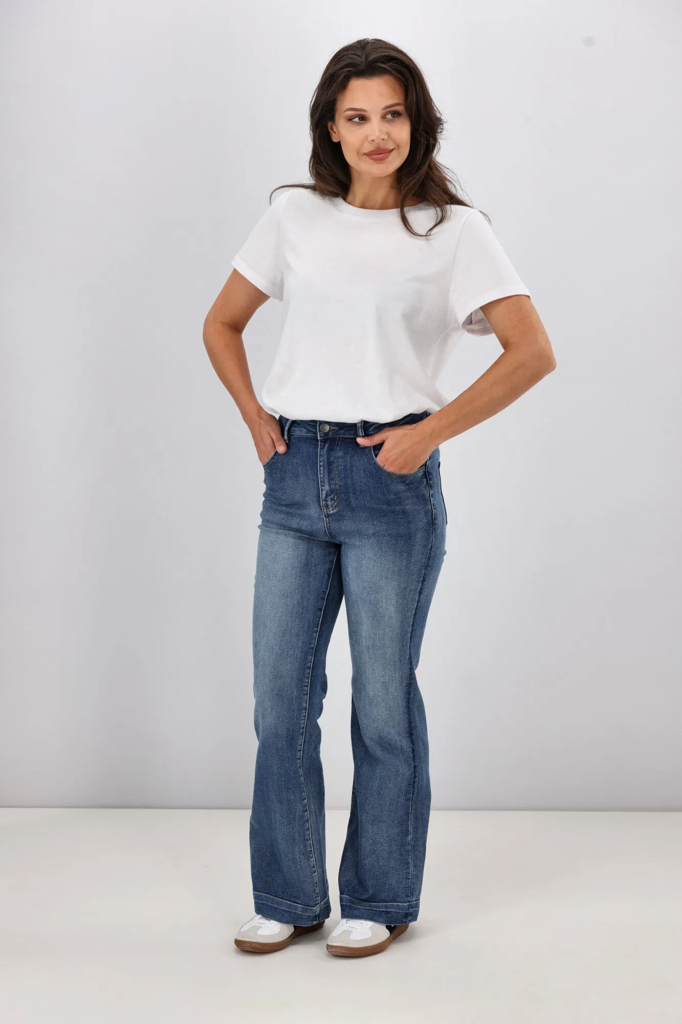 Shine On Label Braxton Flare Jean Indigo