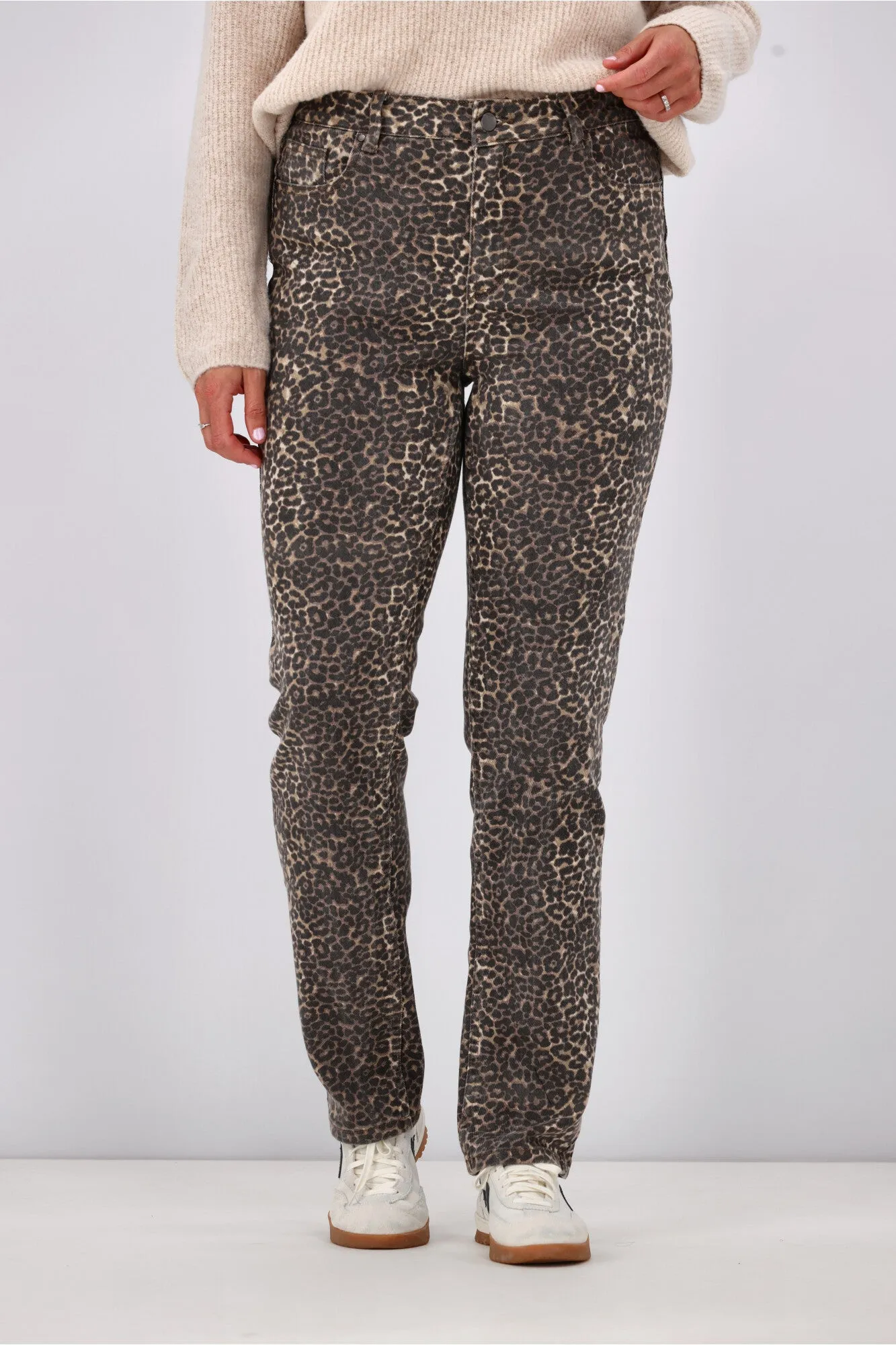 Shine On Label Drew Leopard Print Jean