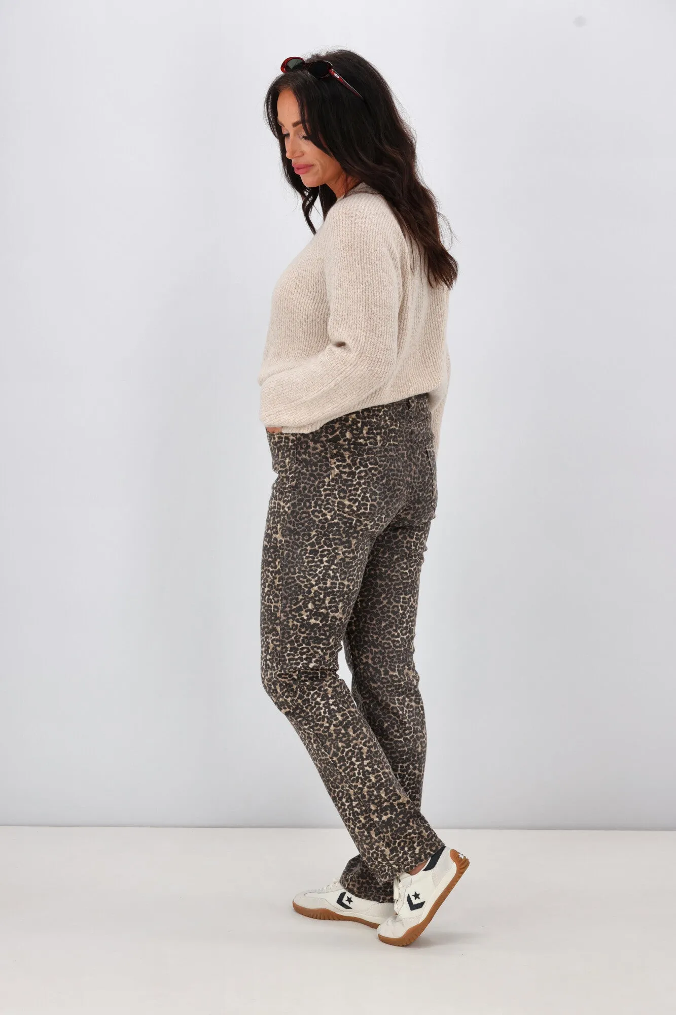 Shine On Label Drew Leopard Print Jean