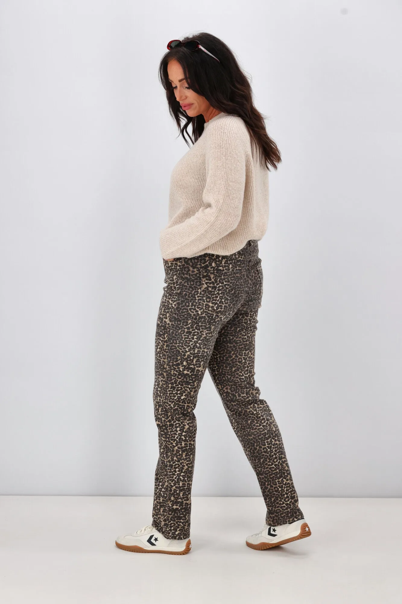 Shine On Label Drew Leopard Print Jean