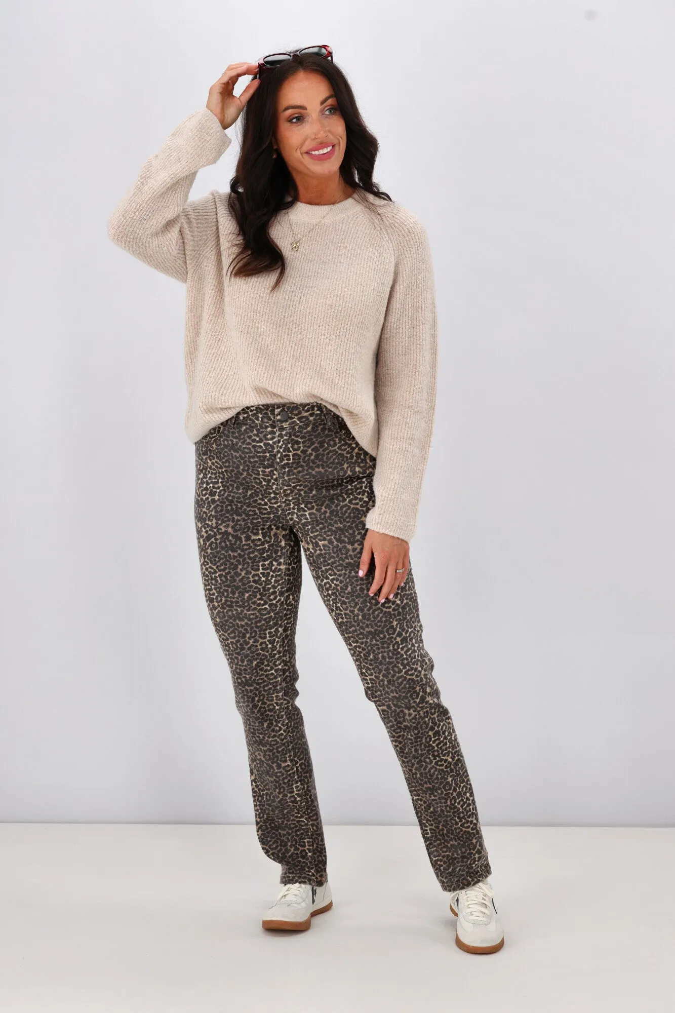 Shine On Label Drew Leopard Print Jean
