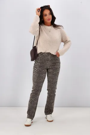 Shine On Label Drew Leopard Print Jean
