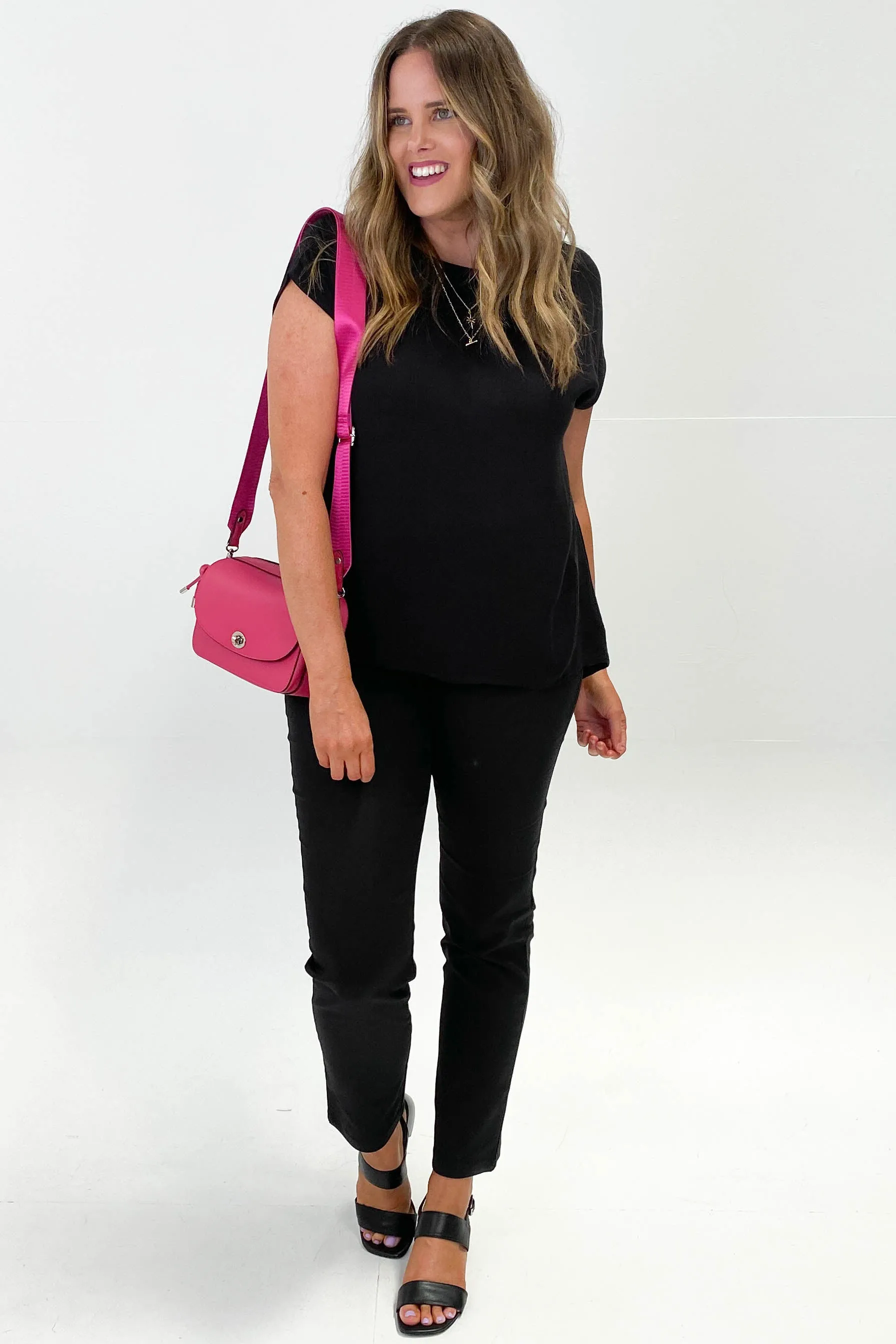 Shine On Label Hi Lo Top Black