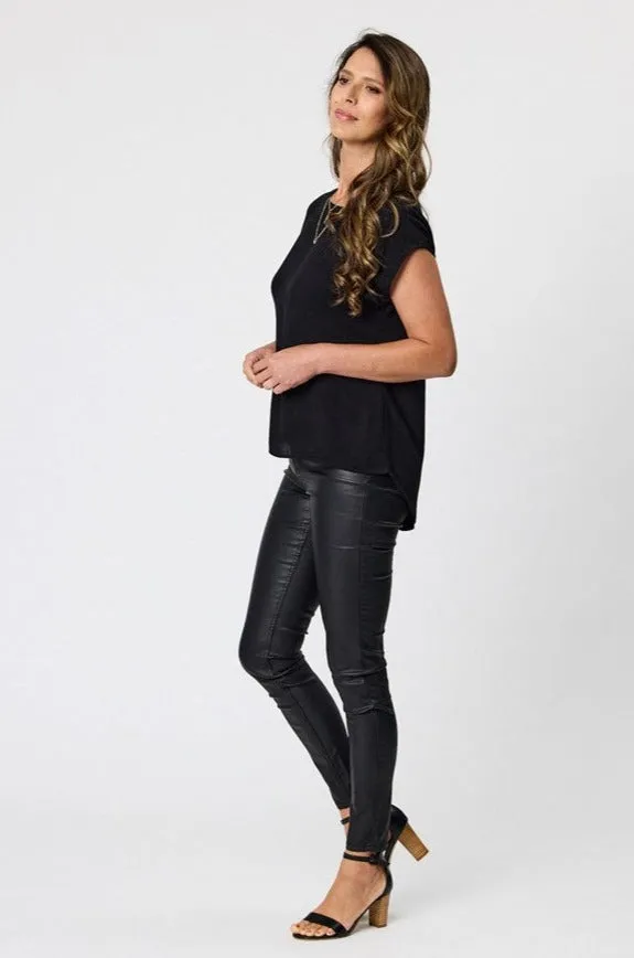 Shine On Label Hi Lo Top Black