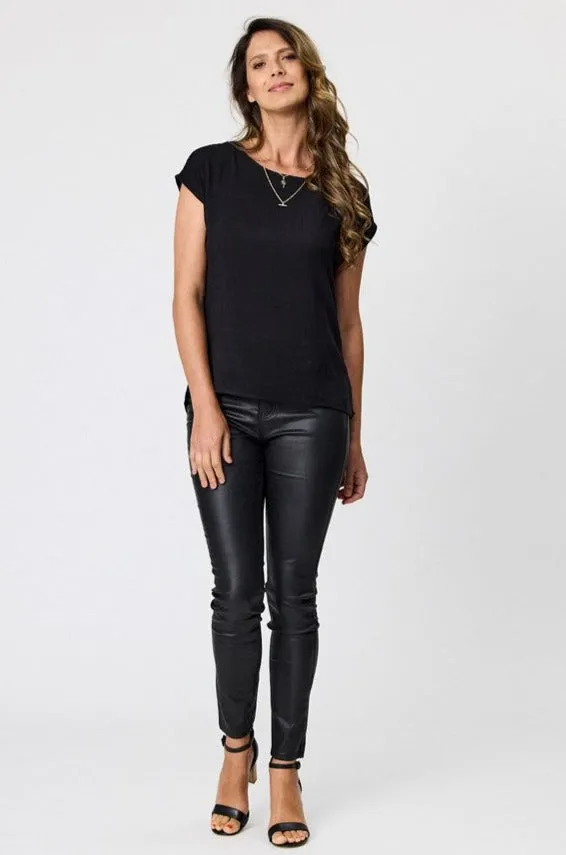 Shine On Label Hi Lo Top Black
