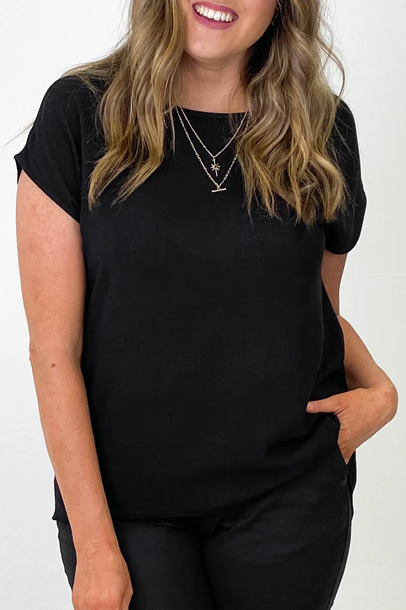 Shine On Label Hi Lo Top Black
