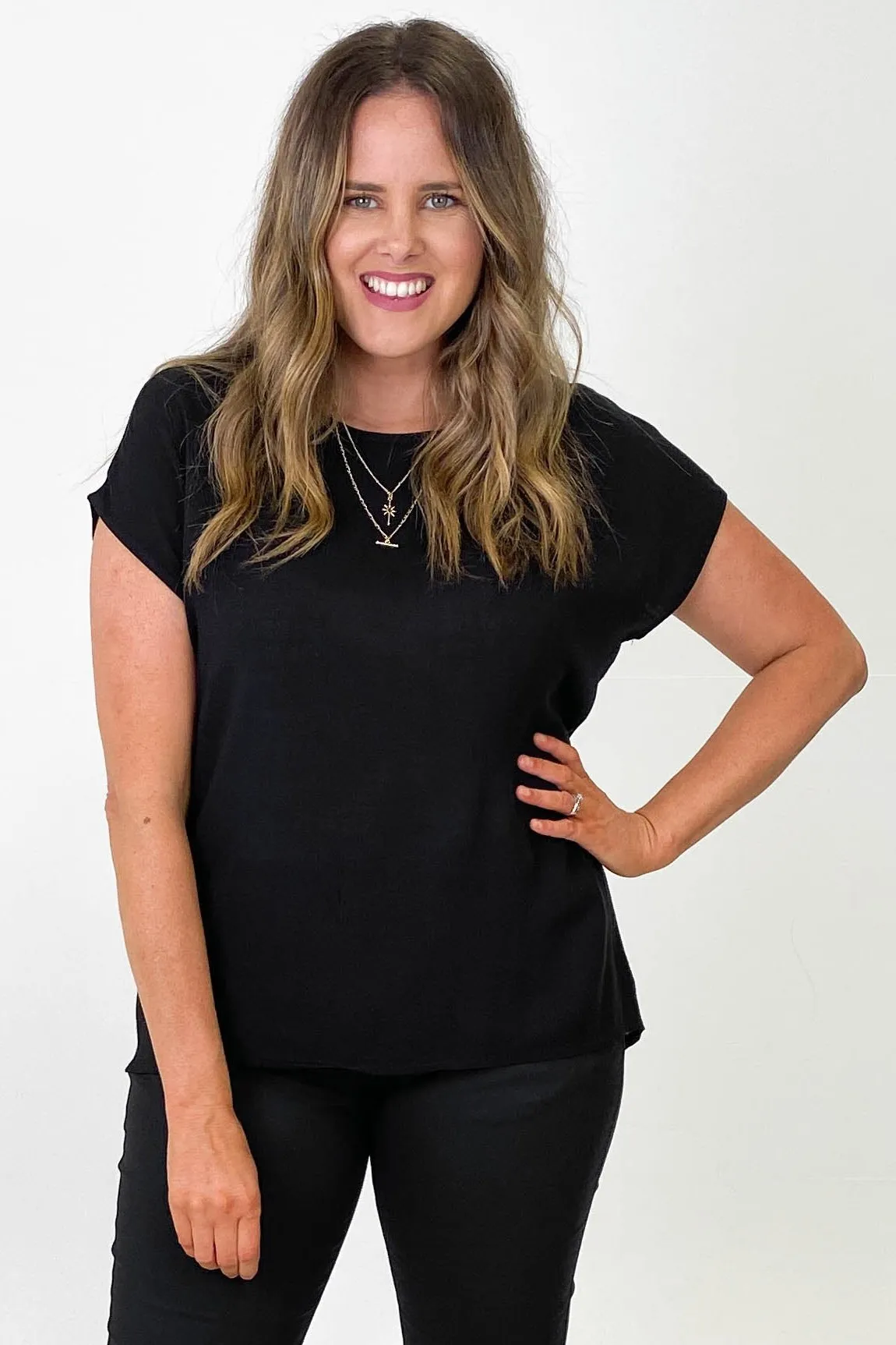 Shine On Label Hi Lo Top Black