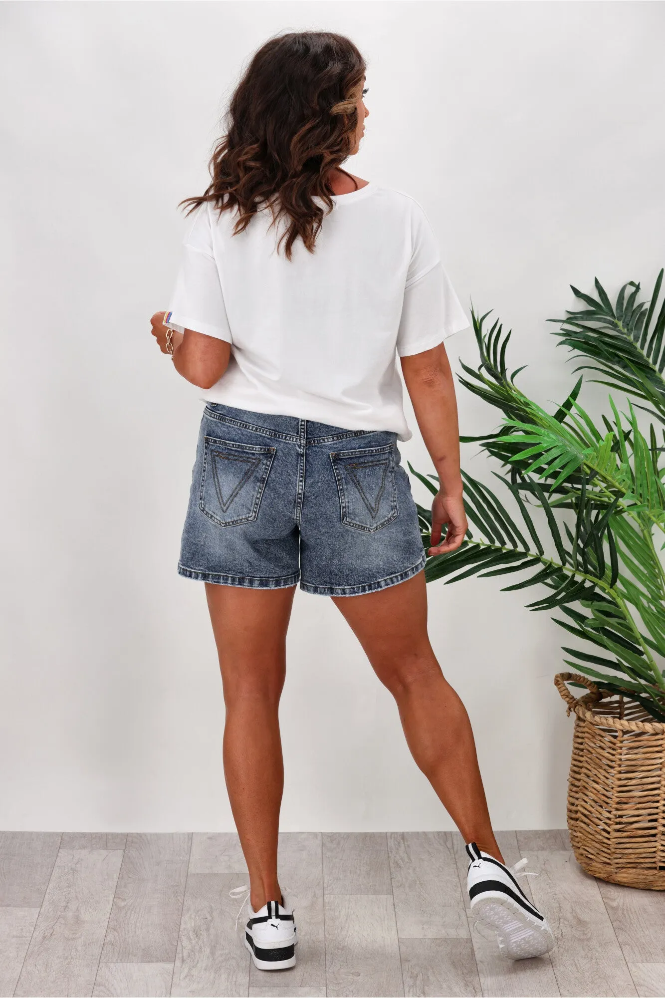 Shine On Label Kaden Vintage Denim Shorts Washed Indigo