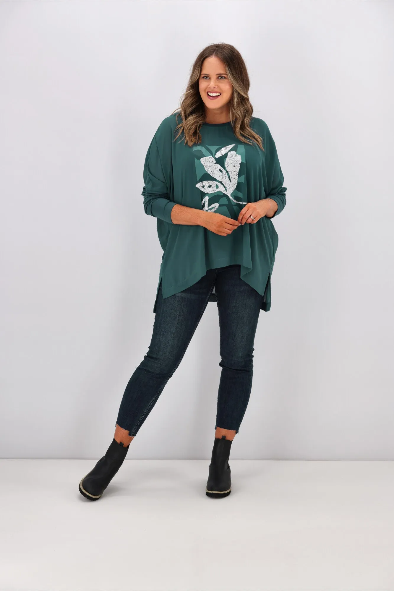 Shine On Label Kateri Foil Print Top Teal