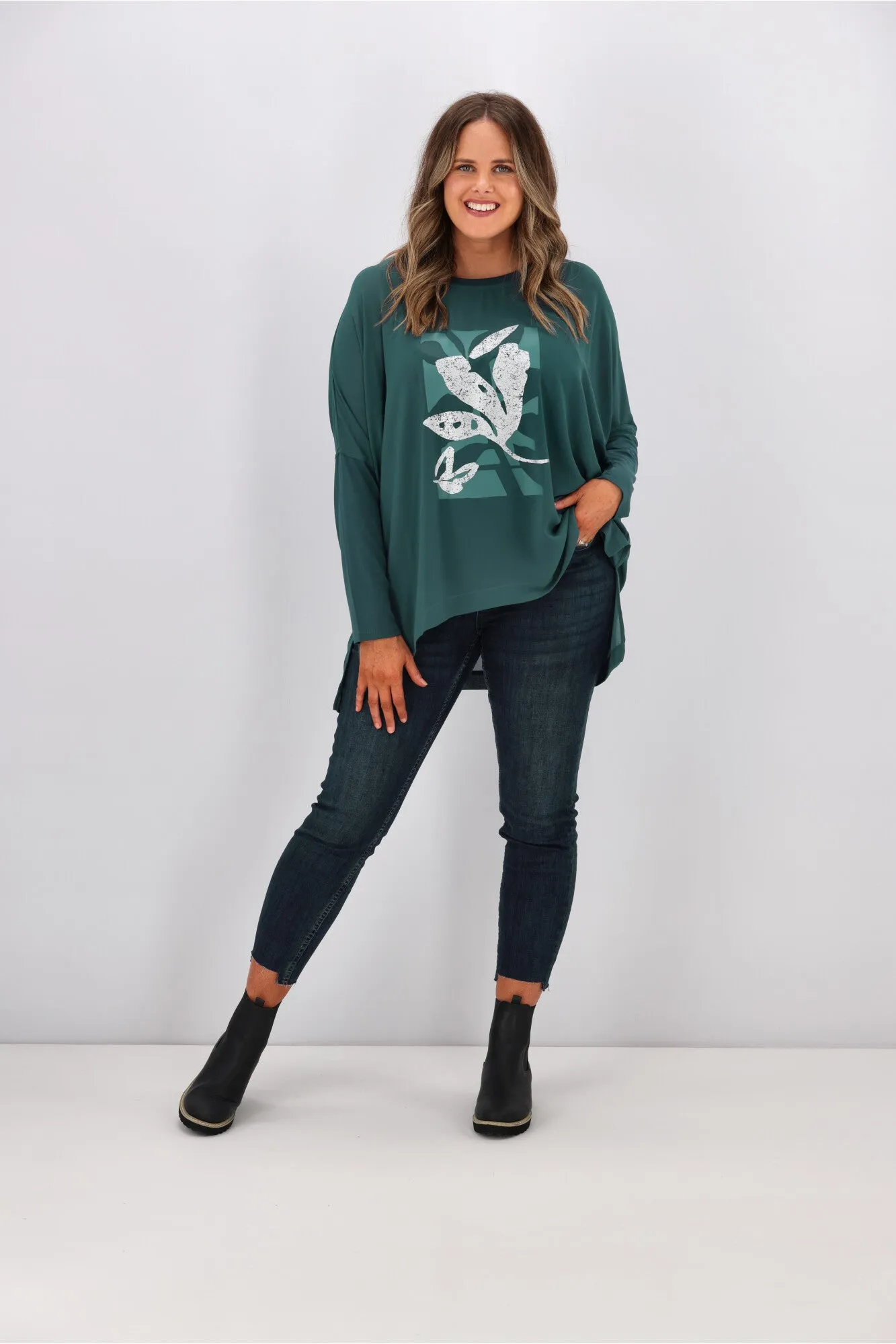 Shine On Label Kateri Foil Print Top Teal