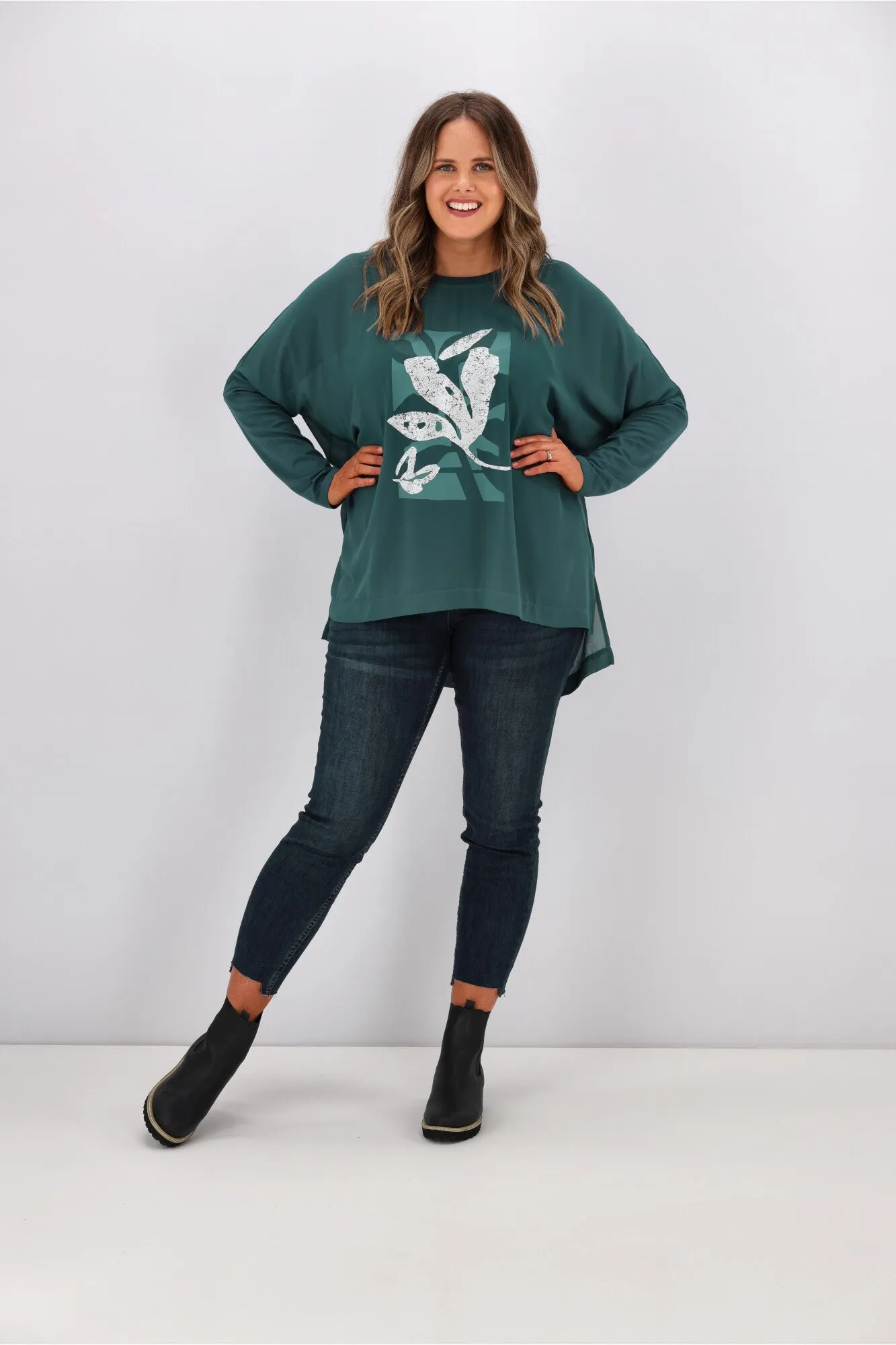 Shine On Label Kateri Foil Print Top Teal