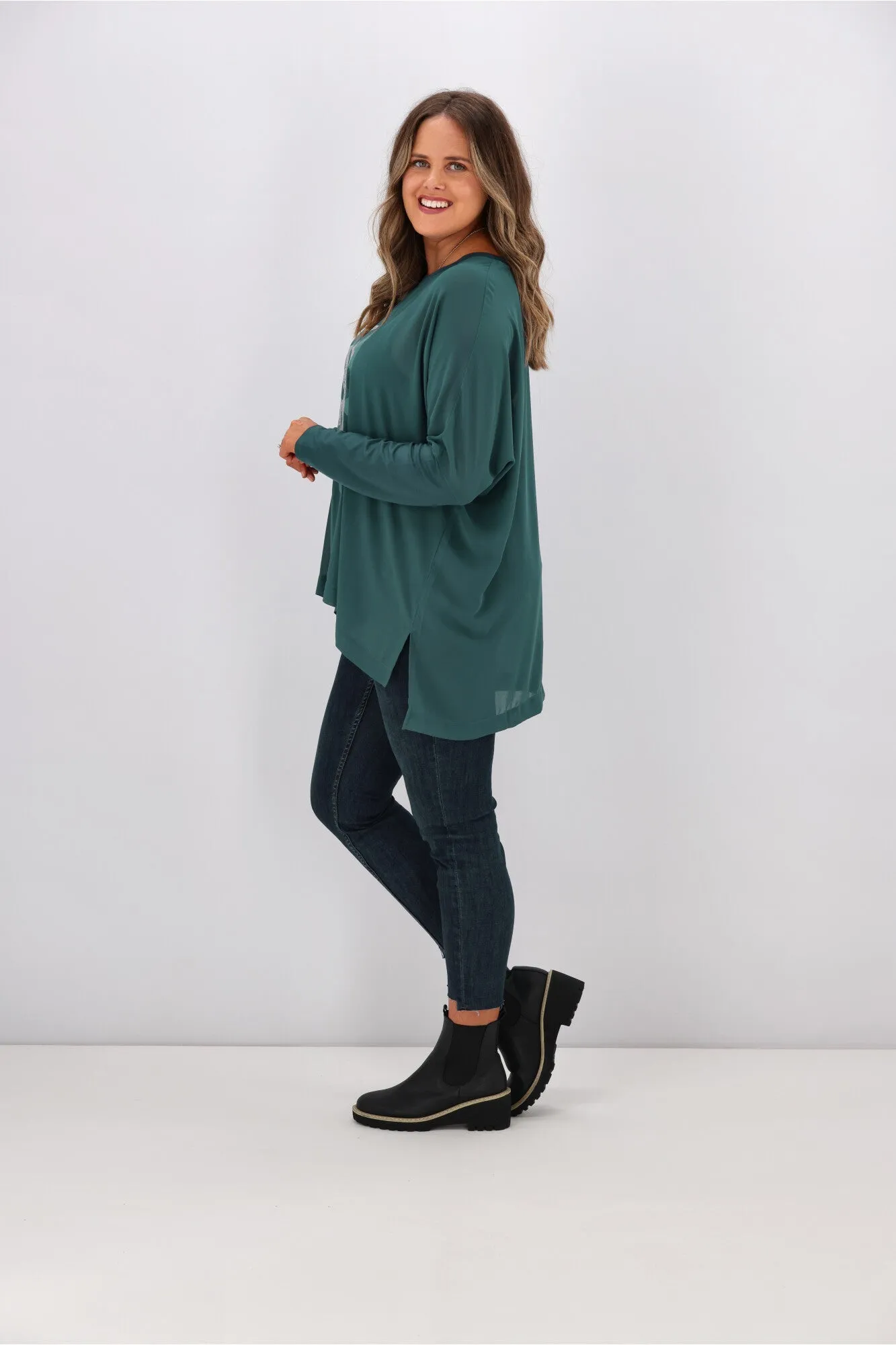 Shine On Label Kateri Foil Print Top Teal