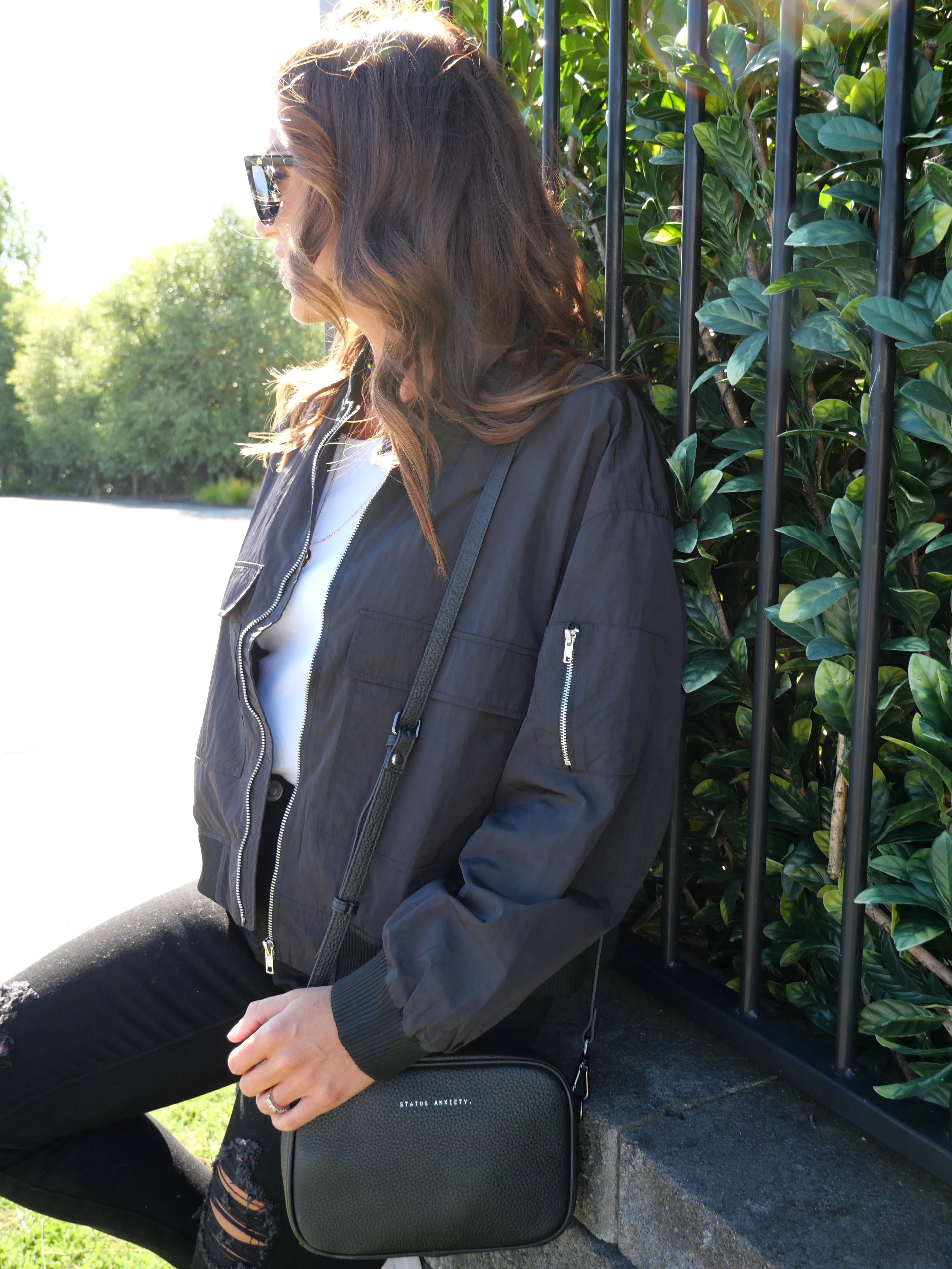 Shine On Label Melrose Utility Bomber Jacket Black