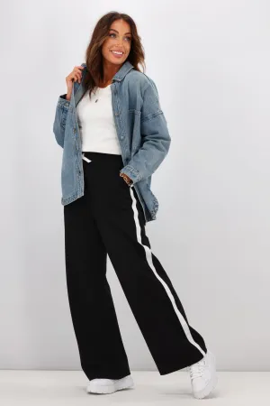 Shine On Label Parker Stripe Wide Leg Ponte Pants