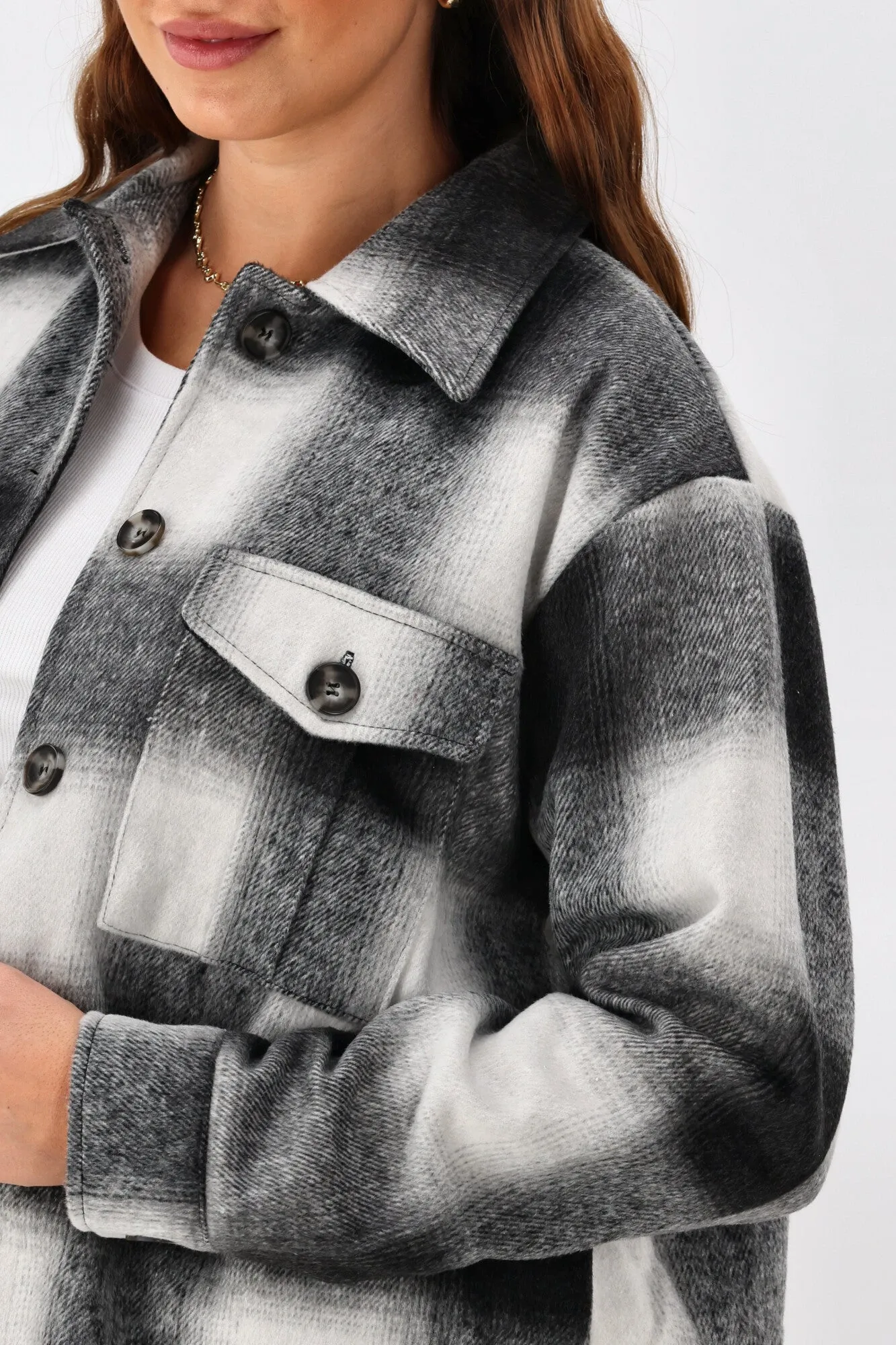 Shine On Label Treyton Checked Shacket Midnight