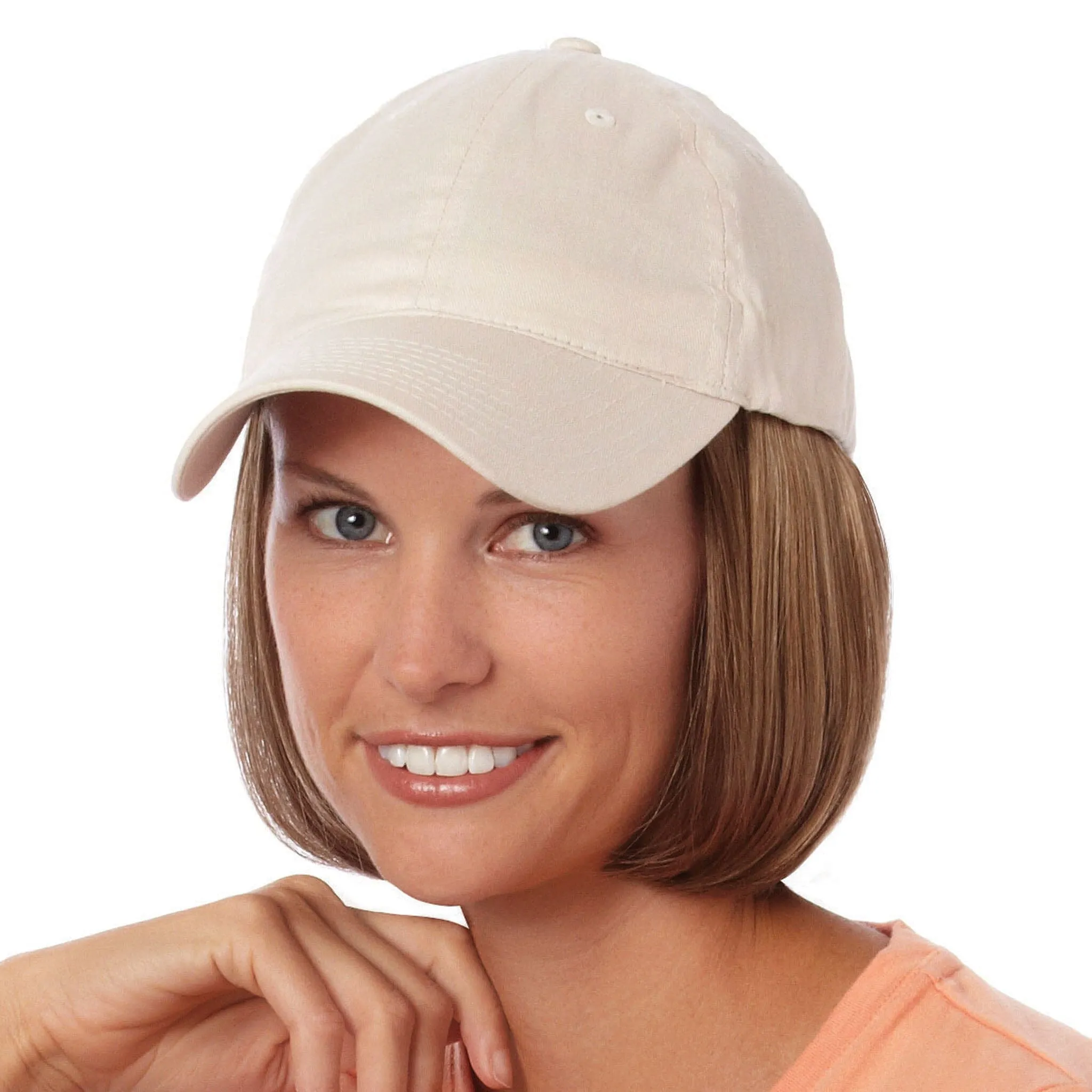 Shorty Wig with Beige Hat