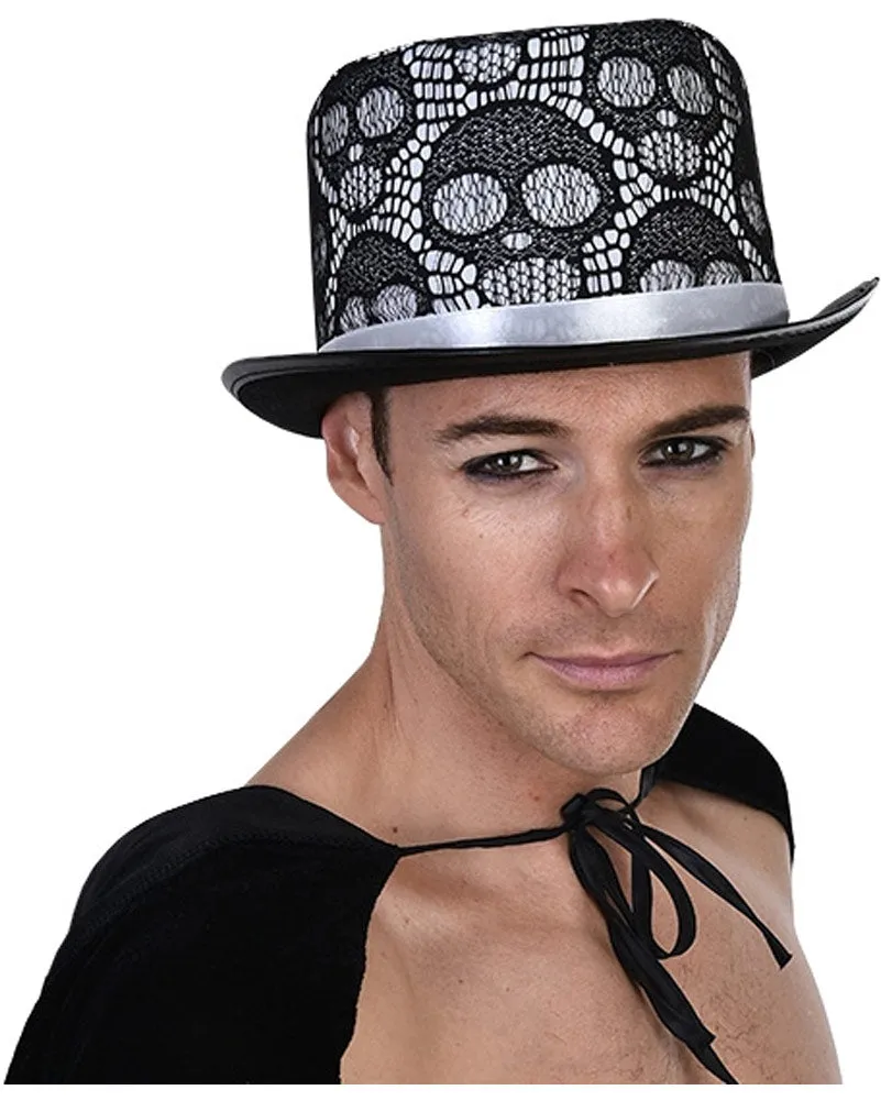Skull Top Hat Black and White