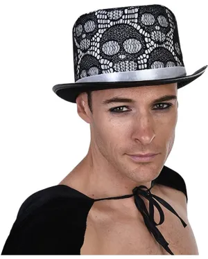 Skull Top Hat Black and White
