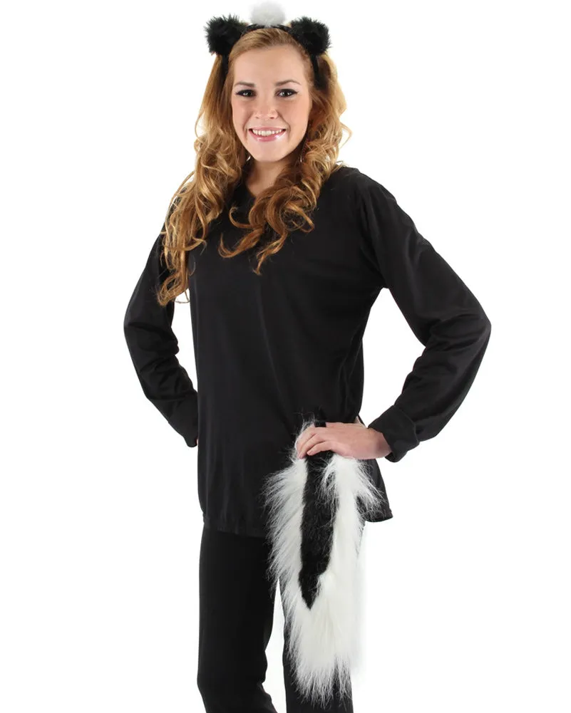 Skunk Ears Headband and Tail Deluxe Set
